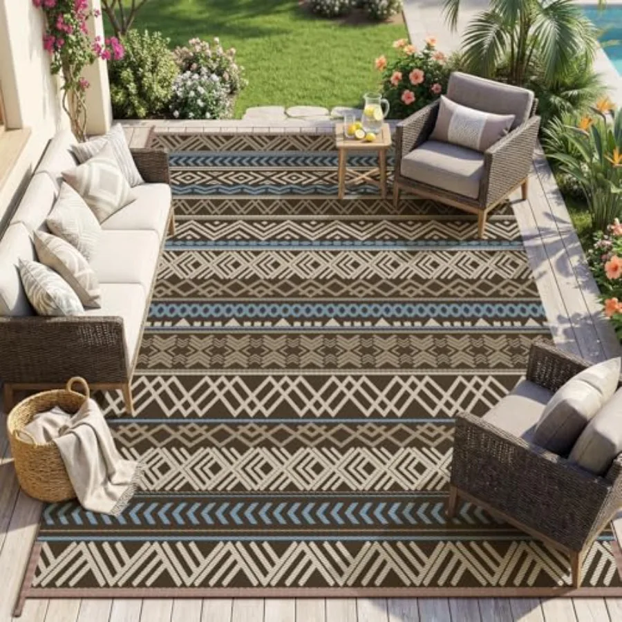 Outdoor Rug Carpet for Patio, Balcony, Porch, Pool Deck Waterproof, Reversible Plastic Straw Mat in Boho Style 8x10 UV-Resistan
Outdoor Rug Carpet for Patio, Balcony, Porch, Pool Deck Waterproof, Reversible Plastic Straw Mat in Boho Style 8x10 UV-Resistan
