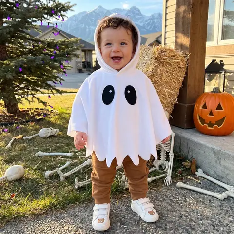 Infant Baby Ghost Cloak Jackets Cute Fancy Halloween Hooded Costume Cape Coats for Cosplay Party Halloween Costume