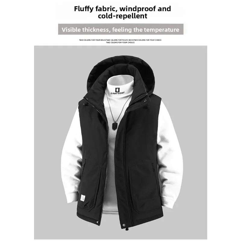 Уличный зимний новый утолщенный теплый жилет для пары, модный повседневный жилет, куртки, мужские ветрозащитные рабочие жилеты с капюшоном, куртки
Уличный зимний новый утолщенный теплый жилет для пары, модный повседневный жилет, куртки, мужские ветрозащитные рабочие жилеты с капюшоном, куртки