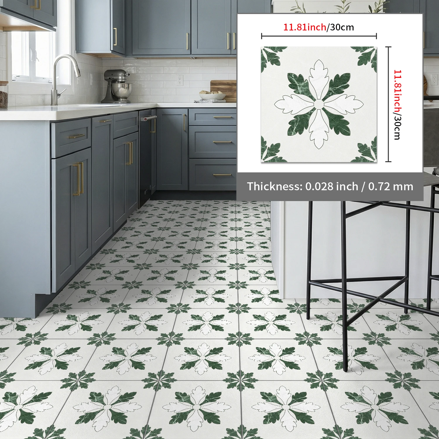 Thickened Green Floral Floor Stickers, Waterproof Peel and Stick Tile Decals for Kitchen Bathroom Decor
Thickened Green Floral Floor Stickers, Waterproof Peel and Stick Tile Decals for Kitchen Bathroom Decor