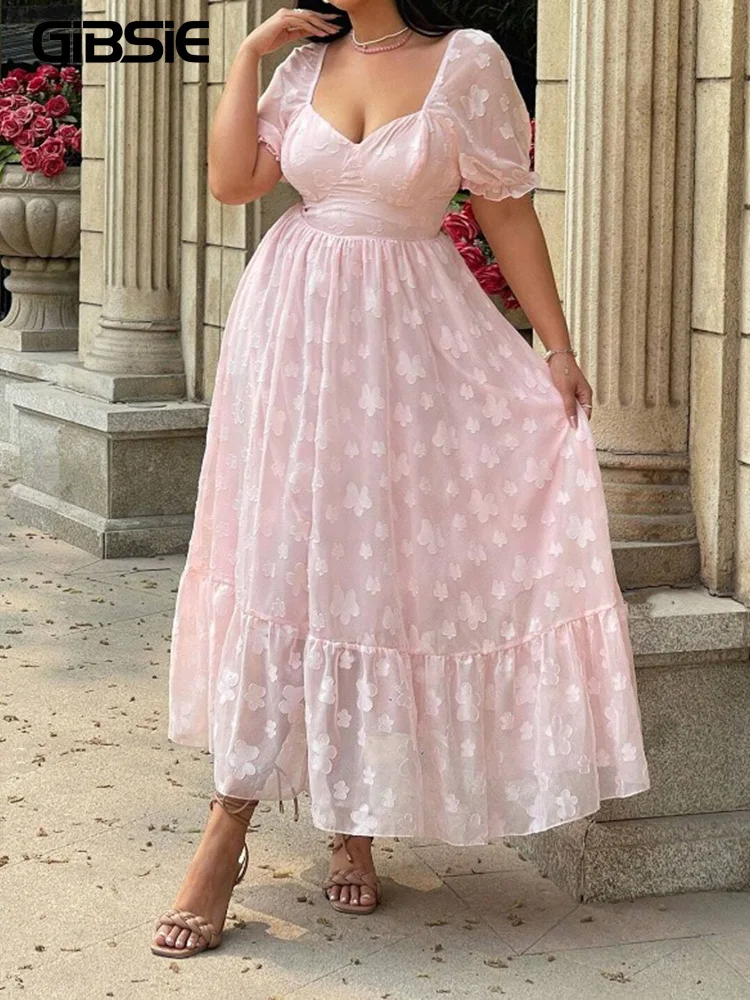 GIBSIE Plus Size Sweetheart Neck Puff Sleeve Jacquard Dress Women Summer 2026 Sweet Vacation High Waist Ruffle Hem Long Dresses
GIBSIE Plus Size Sweetheart Neck Puff Sleeve Jacquard Dress Women Summer 2026 Sweet Vacation High Waist Ruffle Hem Long Dresses