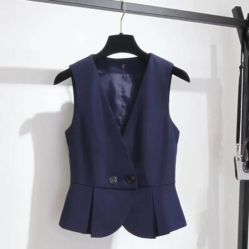 V-neck Slim Office Elegant Split Joint Sleeveless Vest Waistcoat Ladies Double Breasted #0733 Black Blue Short Blazer Vest Women
V-neck Slim Office Elegant Split Joint Sleeveless Vest Waistcoat Ladies Double Breasted #0733 Black Blue Short Blazer Vest Women