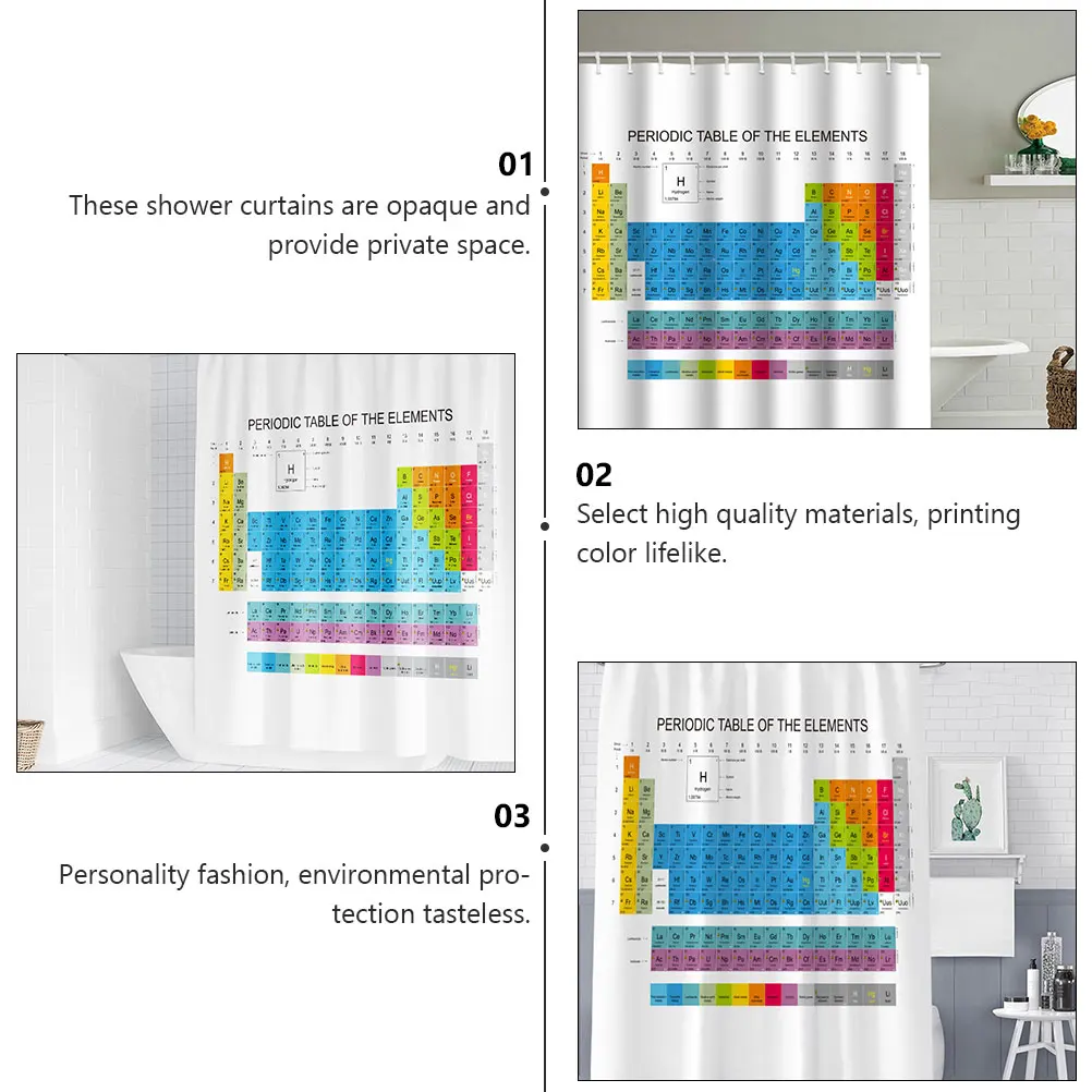 Shower Curtain Bathroom Decoration Bathtub Waterproof Curtains Creative Periodic Table
Shower Curtain Bathroom Decoration Bathtub Waterproof Curtains Creative Periodic Table