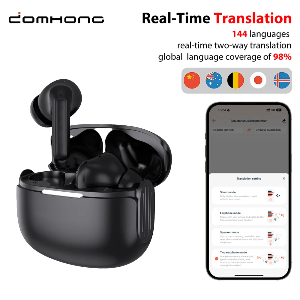 AI Translator Eaebuds 144 Languages Bluetooth-Compatible 5.4 Two-Way Real Time Translation for Sports Business Travel Headsets
AI Translator Eaebuds 144 Languages Bluetooth-Compatible 5.4 Two-Way Real Time Translation for Sports Business Travel Headsets