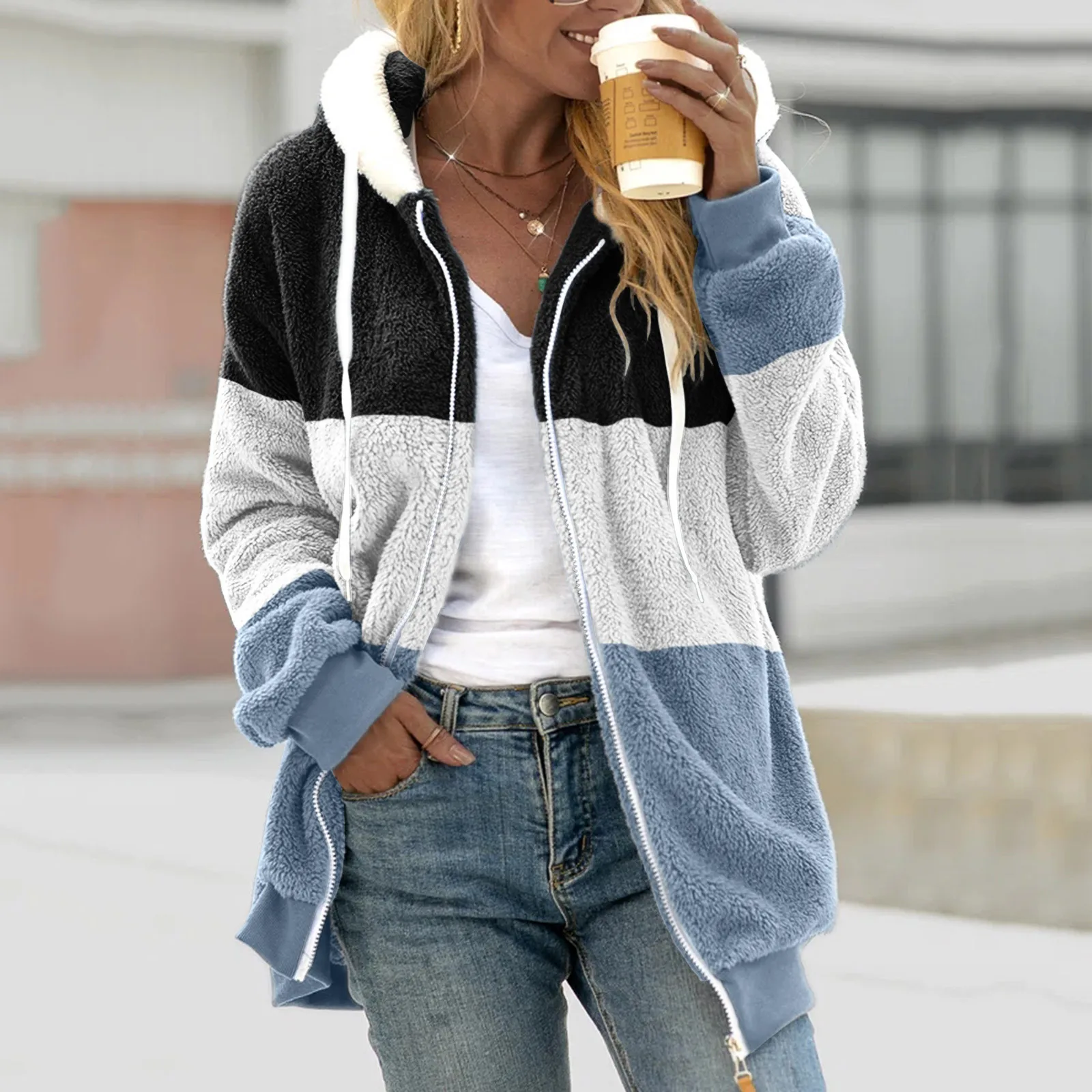 Women Warm Plush Jackets Autumn Winter Faux Fur Patchwork Oversize Zipper Outwear Ladies Elegant Loose Fleece Hooded Coat Jacket
Women Warm Plush Jackets Autumn Winter Faux Fur Patchwork Oversize Zipper Outwear Ladies Elegant Loose Fleece Hooded Coat Jacket