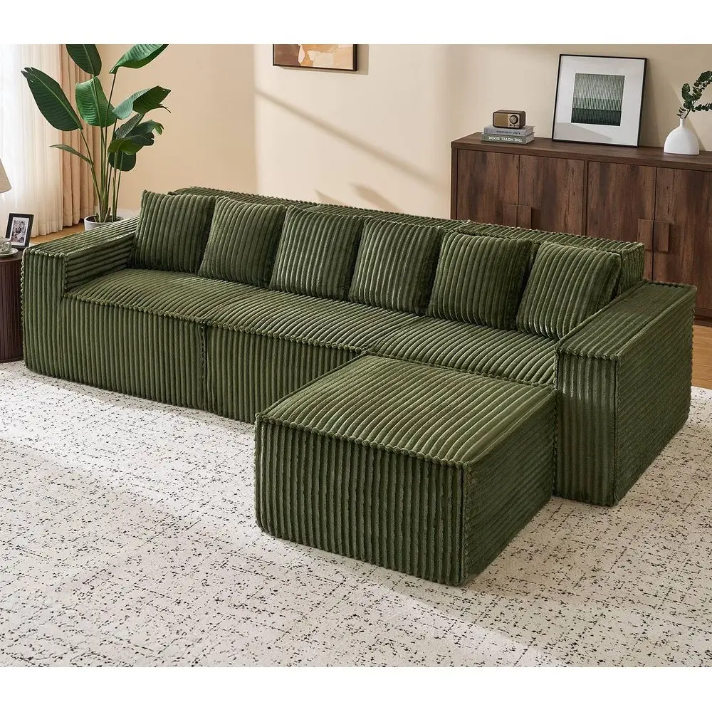 112.6 L Shaped Boneless Couch, Comfy Corduroy Sectional Couch with Ottoman, Memory Foam, Modern Minimalist Cloud Modular Sectio
112.6 L Shaped Boneless Couch, Comfy Corduroy Sectional Couch with Ottoman, Memory Foam, Modern Minimalist Cloud Modular Sectio