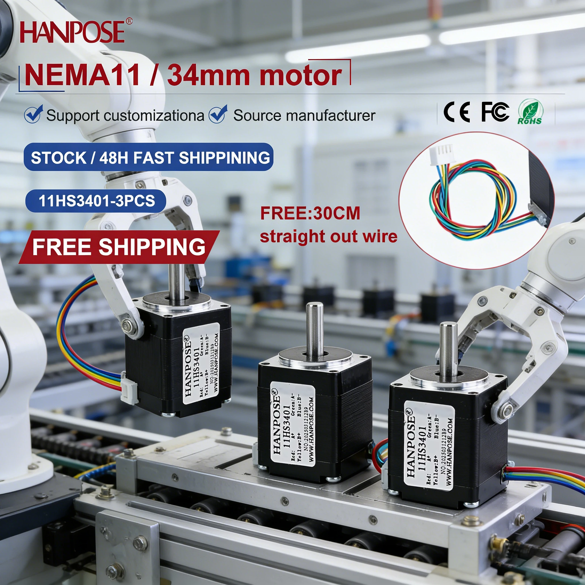 Миниатюрный шаговый двигатель NEMA11 3PCS 11HS3410, 0.1Н. Мотор для 3D-печати 0.8A, аксессуары для 3D-принтеров, прямые продажи от производителя, в наличии
Миниатюрный шаговый двигатель NEMA11 3PCS 11HS3410, 0.1Н. Мотор для 3D-печати 0.8A, аксессуары для 3D-принтеров, прямые продажи от производителя, в наличии