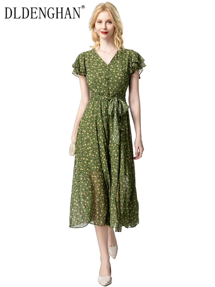 DLDENGHAN Women's V-Neck Butterfly Sleeve Lace-up Dot Print High Street Dresses Fashion Spring New
DLDENGHAN Women's V-Neck Butterfly Sleeve Lace-up Dot Print High Street Dresses Fashion Spring New