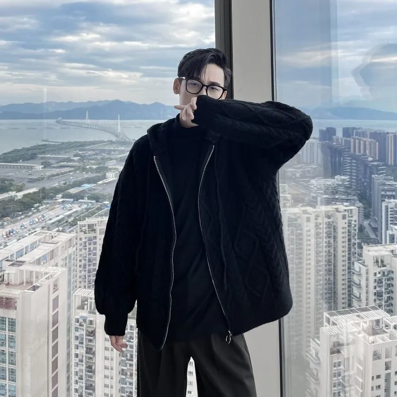 Fashion Simple Solid Color Zipper Hooded Cardigan for Men Thickened Warm Knit Coat Autumn Winter Korean Twist Texture
Fashion Simple Solid Color Zipper Hooded Cardigan for Men Thickened Warm Knit Coat Autumn Winter Korean Twist Texture