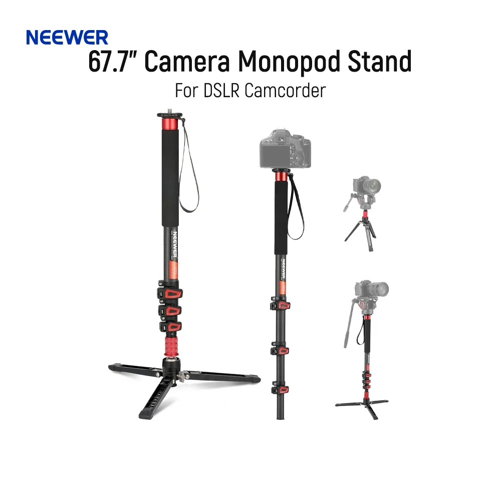 NEEWER 67.7" Camera Monopod Stand, Lightweight Carbon Fiber Travel Tripod with Detachable Base for DSLR Camcorder
NEEWER 67.7" Camera Monopod Stand, Lightweight Carbon Fiber Travel Tripod with Detachable Base for DSLR Camcorder