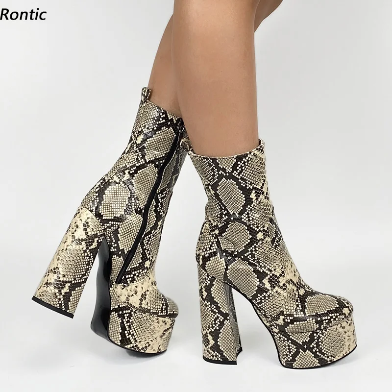 Rontic/Новые модные женские зимние ботильоны со змеиной боковой молнией на массивном каблуке с круглым носком, великолепная обувь для ночного клуба, размер США 4-10,5
Rontic/Новые модные женские зимние ботильоны со змеиной боковой молнией на массивном каблуке с круглым носком, великолепная обувь для ночного клуба, размер США 4-10,5
