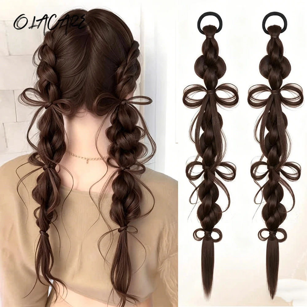 2PCS Braided Bow Braids Hair Ponytail Extensions Wig Synthetic Bubble Braids with Hair Tie for Women Kids Daily Party Use
2PCS Braided Bow Braids Hair Ponytail Extensions Wig Synthetic Bubble Braids with Hair Tie for Women Kids Daily Party Use