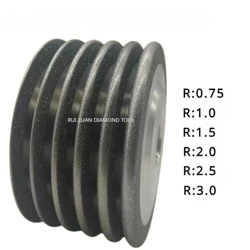 5-inch arc-shaped Diamond grinding wheel slotted grinding wheel grinding tool disc R 0.75 R1.0 R1.5 R2.0 R 2.5 R3.0