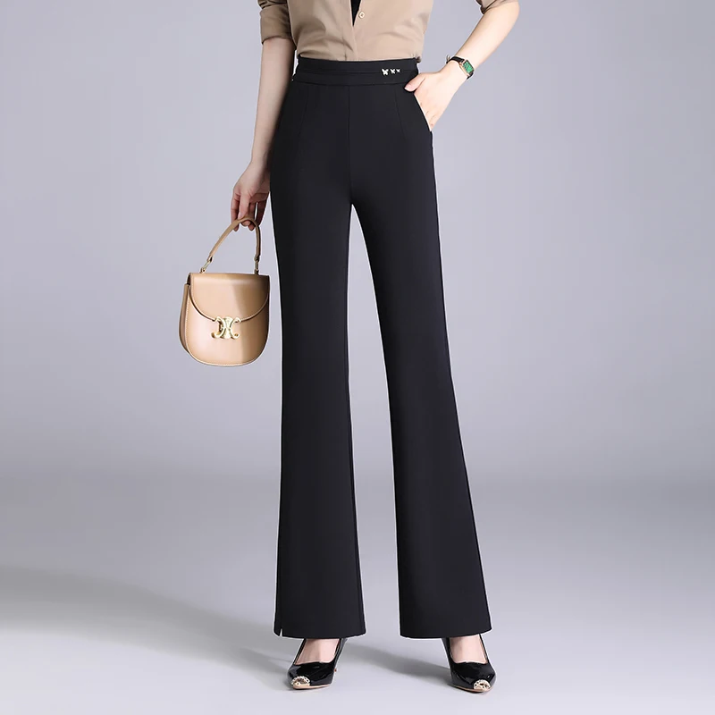 ZUZK Women New Style Black Flare Pants Elastic High Waist Spring Slimming Solid Color Casual Flared Pants Work Wear Pants
ZUZK Women New Style Black Flare Pants Elastic High Waist Spring Slimming Solid Color Casual Flared Pants Work Wear Pants