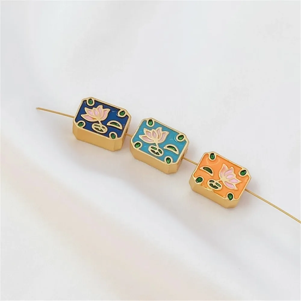 Ancient-style Gold Accessory Oil-dripping Lotus Square Beads DIY Handcrafted Beaded Bracelet Woven Bracelet Material
Ancient-style Gold Accessory Oil-dripping Lotus Square Beads DIY Handcrafted Beaded Bracelet Woven Bracelet Material