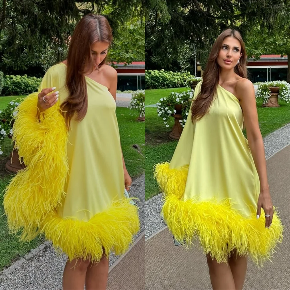 Customized Temperament Yellow Evening Dress Exquisite One Shoulder Long Sleeves Special Occasion Gowns Fashion Celebrity Gowns
Customized Temperament Yellow Evening Dress Exquisite One Shoulder Long Sleeves Special Occasion Gowns Fashion Celebrity Gowns