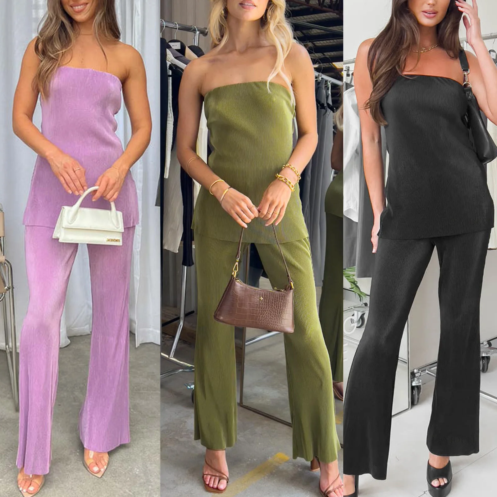 Сексуальный комплект из топа без бретелек и повседневных брюк, Slim Fit, монохромный, европейский и американский, весна и лето, Новинка
Сексуальный комплект из топа без бретелек и повседневных брюк, Slim Fit, монохромный, европейский и американский, весна и лето, Новинка