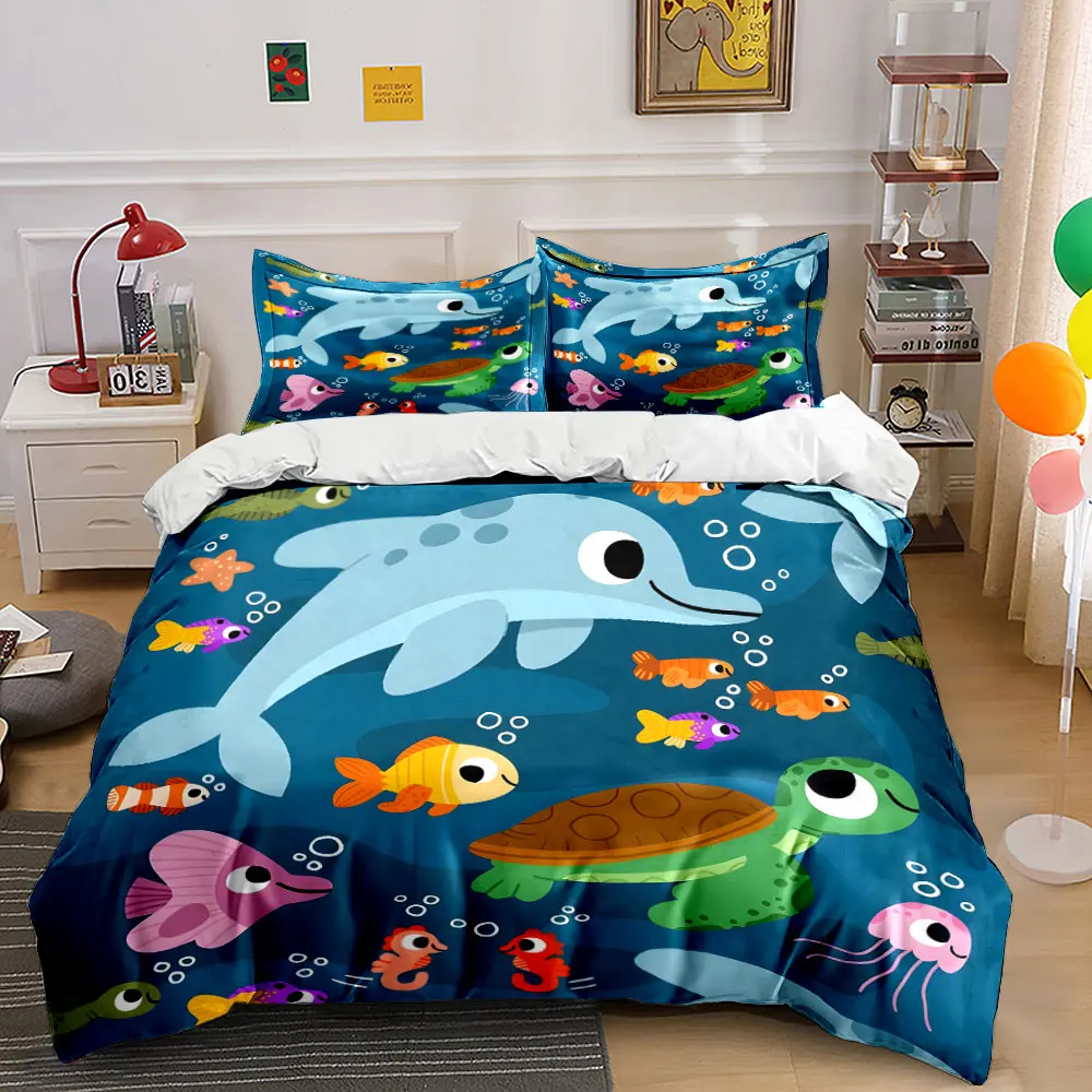 Cartoon marine animals illustration Print Soft Comfortable Duvet Cover Bedding Set Included 1*Duvet Cover 2*Pillowcases
Cartoon marine animals illustration Print Soft Comfortable Duvet Cover Bedding Set Included 1*Duvet Cover 2*Pillowcases
