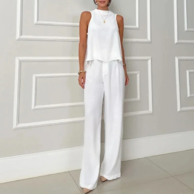 Woman 2025 Spring Solid Loose 2 Piece Set Casual O Neck Sleeveless Irregular Top & Wide Leg Pants Outfit New Summer Office Suit
Woman 2025 Spring Solid Loose 2 Piece Set Casual O Neck Sleeveless Irregular Top & Wide Leg Pants Outfit New Summer Office Suit