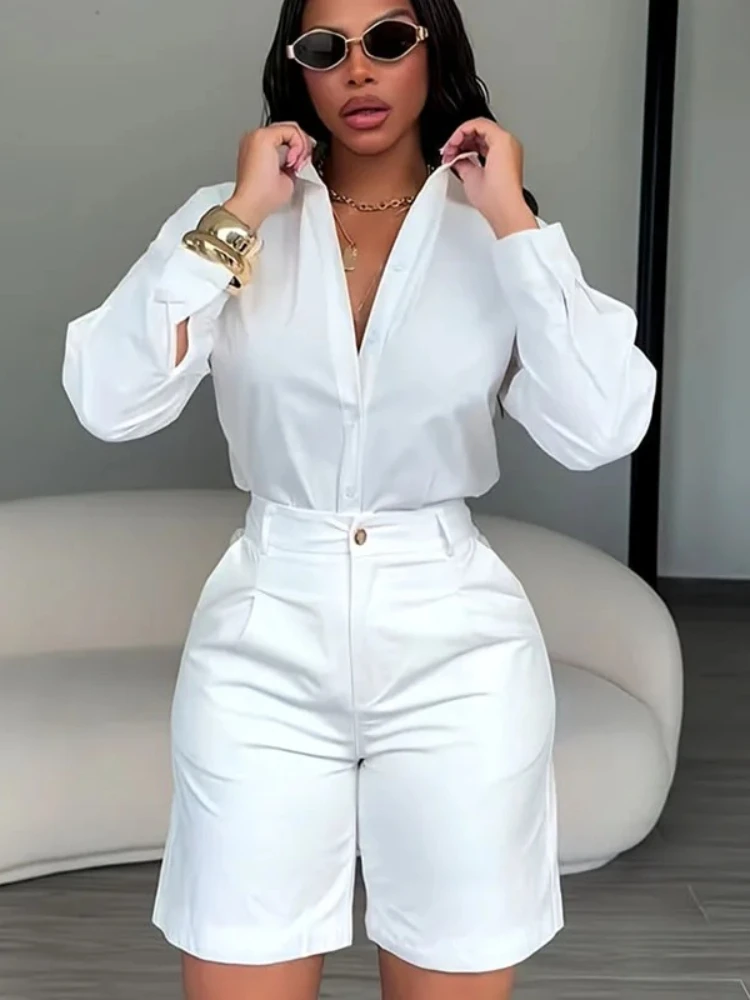Doyerl Solid Elegant Fashion Two Piece Set Women Clothing Casual Long Sleeve Shirt Top and Shorts Matching Sets Ensembles Femme
Doyerl Solid Elegant Fashion Two Piece Set Women Clothing Casual Long Sleeve Shirt Top and Shorts Matching Sets Ensembles Femme