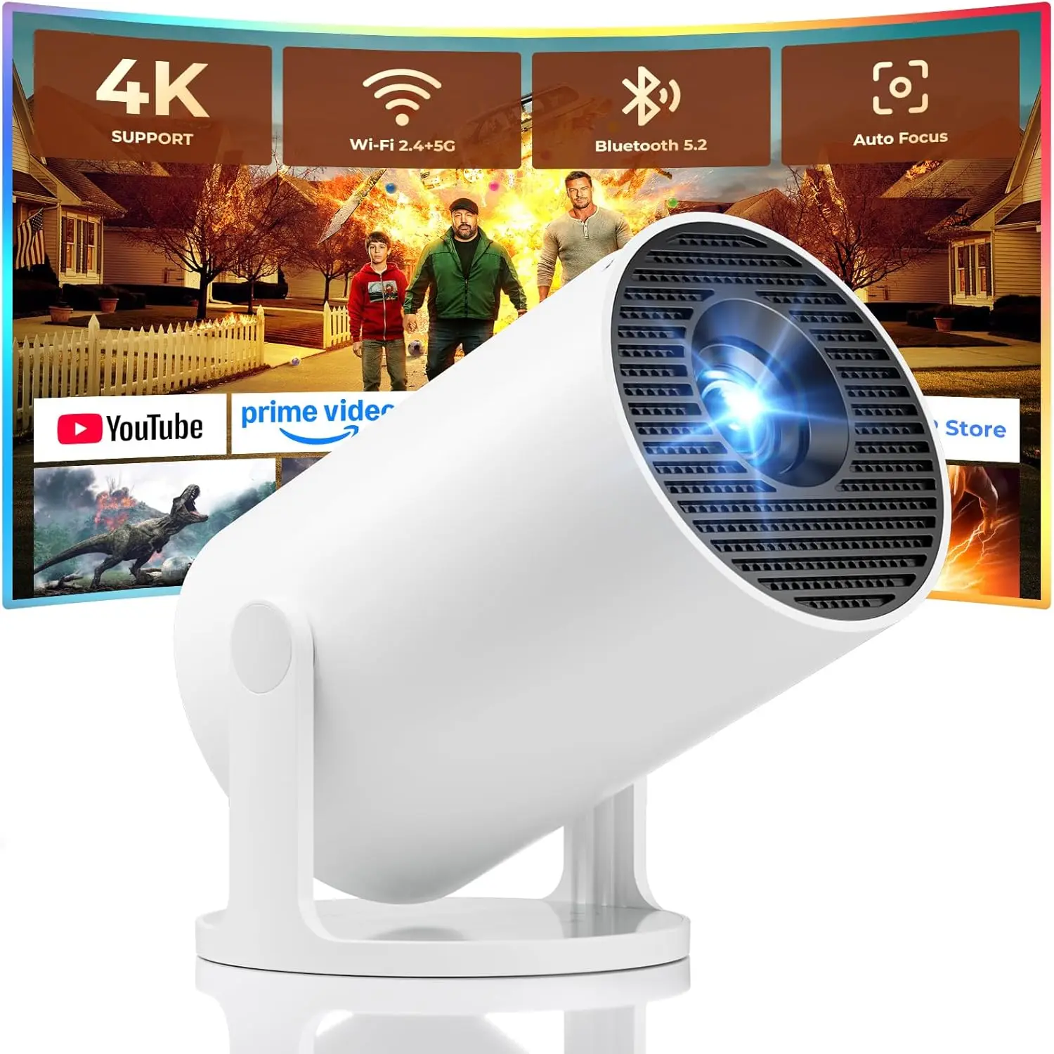 Mini Projector, Portable Projector with Wifi and Bluetooth, Built in Apps, Support 4K 1080P, 180° Rotation, Auto Keystone, Movie
Mini Projector, Portable Projector with Wifi and Bluetooth, Built in Apps, Support 4K 1080P, 180° Rotation, Auto Keystone, Movie