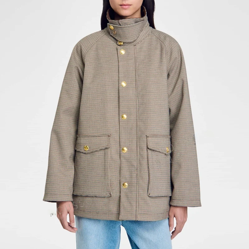 Retro British Style Women's Plaid Coat Coffee Color Corduroy Collar Large Pocket Mid-Length Outerwear Autumn Winter New Arrival
Retro British Style Women's Plaid Coat Coffee Color Corduroy Collar Large Pocket Mid-Length Outerwear Autumn Winter New Arrival