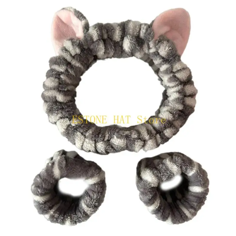 49MF 3 Pieces Plush Headband Set for Face Washing with Kitten Ears Absorbent Wristbands for Face Washing
49MF 3 Pieces Plush Headband Set for Face Washing with Kitten Ears Absorbent Wristbands for Face Washing