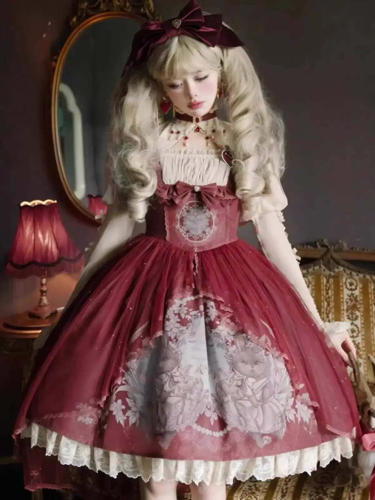 Paradise Lolita Mystery Cute Gorgeous Princess Dress Bow Lace Splicing Print JSK Beaded For Women
Paradise Lolita Mystery Cute Gorgeous Princess Dress Bow Lace Splicing Print JSK Beaded For Women