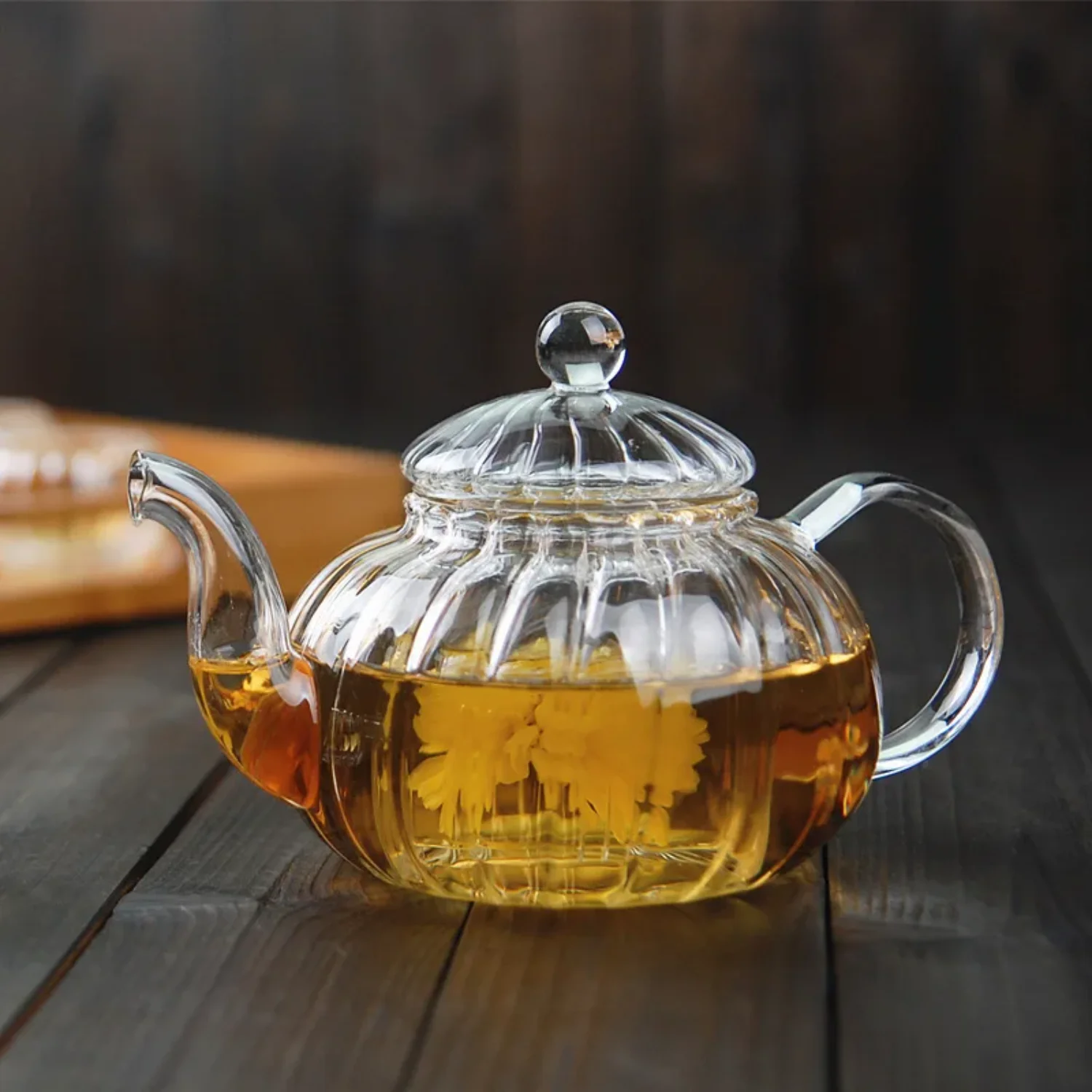 Japanese Tea Pot Glass Striped Pumpkin Shape Flower Teapot Flower Tea Pot Heat Resistant Glass Teapot to Boil Water Gaiwan Set
Japanese Tea Pot Glass Striped Pumpkin Shape Flower Teapot Flower Tea Pot Heat Resistant Glass Teapot to Boil Water Gaiwan Set