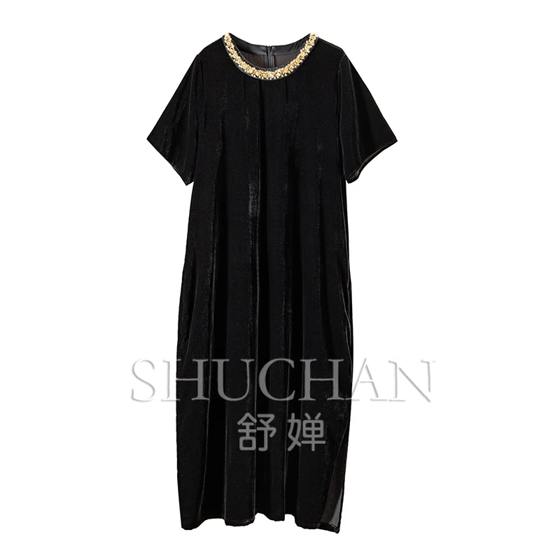 2025 Early Autumn French Light Luxury Retro Silk Velvet Bead Crew Neck Dress Women's 74B1 vestido feminino
2025 Early Autumn French Light Luxury Retro Silk Velvet Bead Crew Neck Dress Women's 74B1 vestido feminino