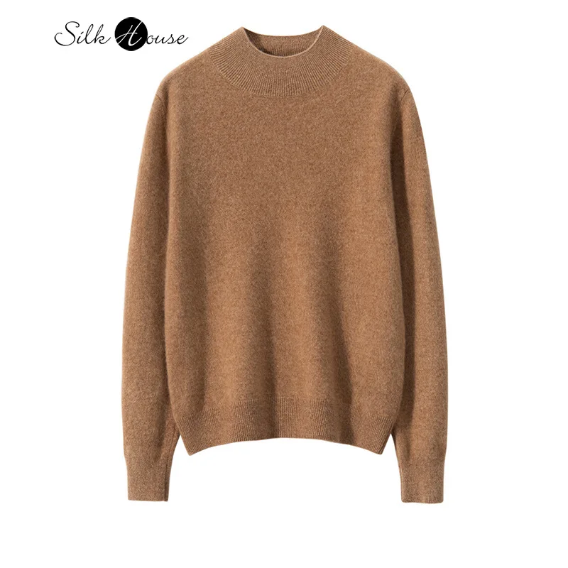 Soft 30% Cashmere 70% Wool Women's Semi High Neck Loose Solid Color Casual Autumn and Winter Gentle Style Knitted Sweater
Soft 30% Cashmere 70% Wool Women's Semi High Neck Loose Solid Color Casual Autumn and Winter Gentle Style Knitted Sweater