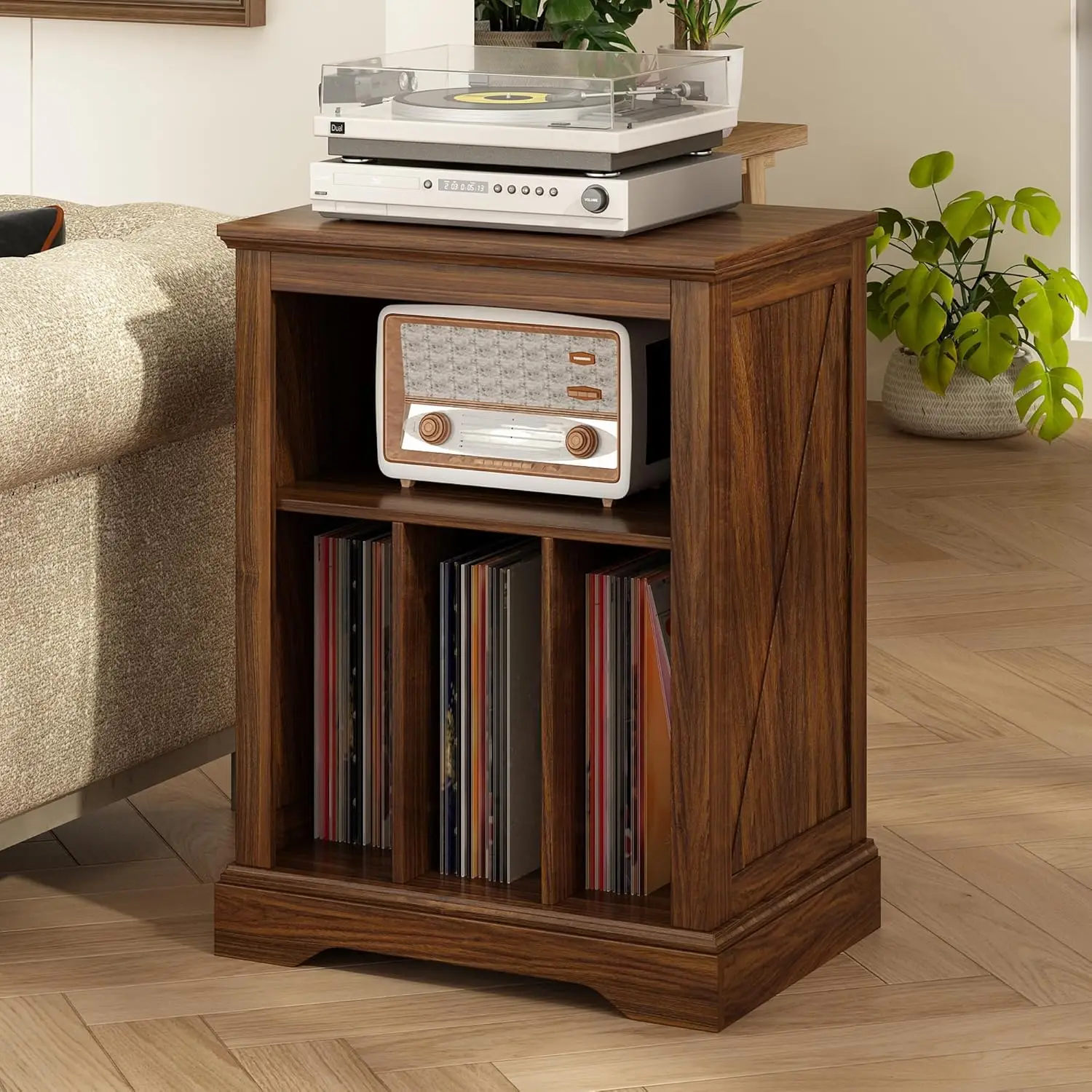 Record Player Stand with Vinyl Storage, 3 Tier End Table for Living Room, Farmhouse Turntable Cabinet, Rustic Brown
Record Player Stand with Vinyl Storage, 3 Tier End Table for Living Room, Farmhouse Turntable Cabinet, Rustic Brown
