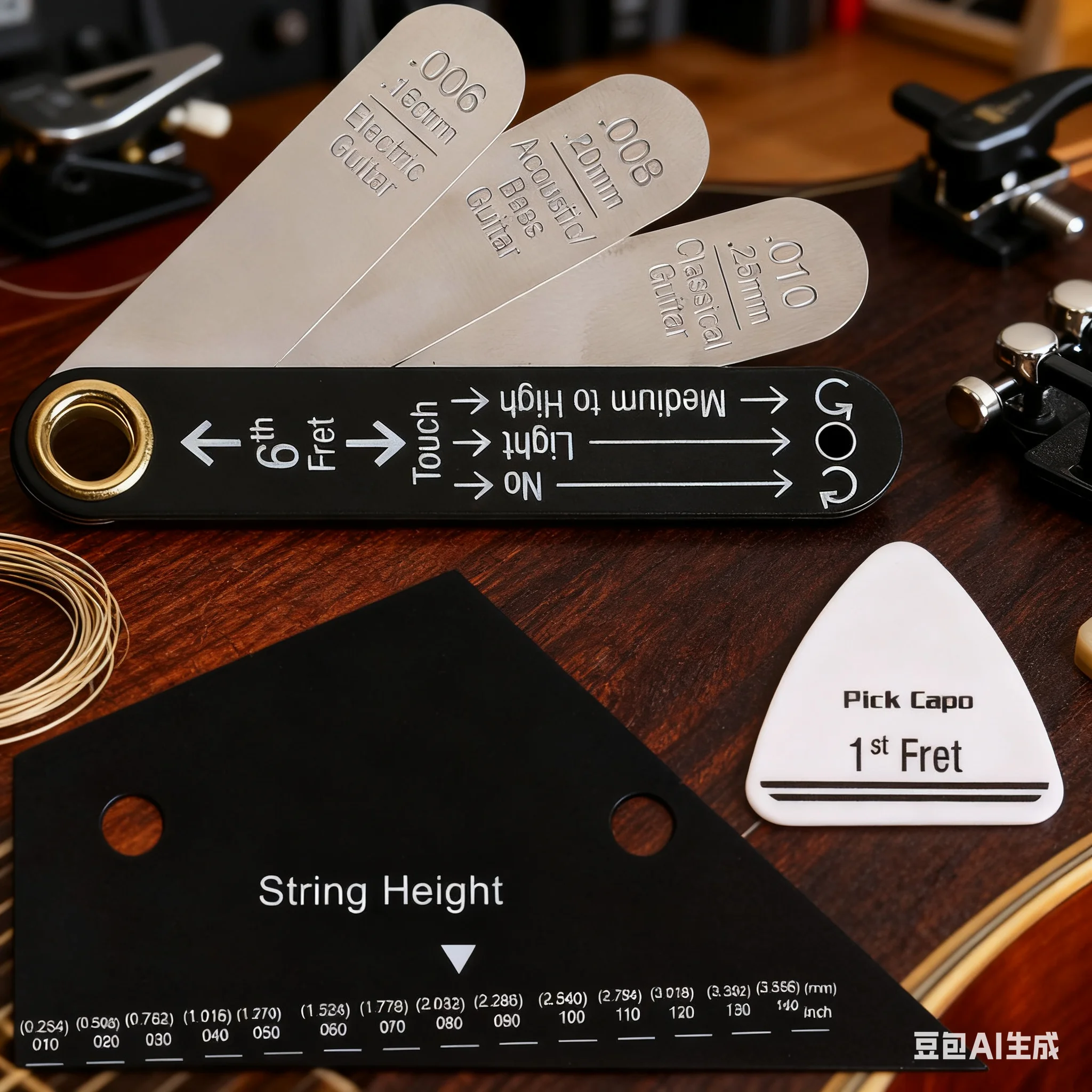 1 Set Guitar Rod Gauge Ruler Set Neck Curvature/Chord Distance Measuring Ruler With Pick Guitar Rod String Action Gauge Ruler
