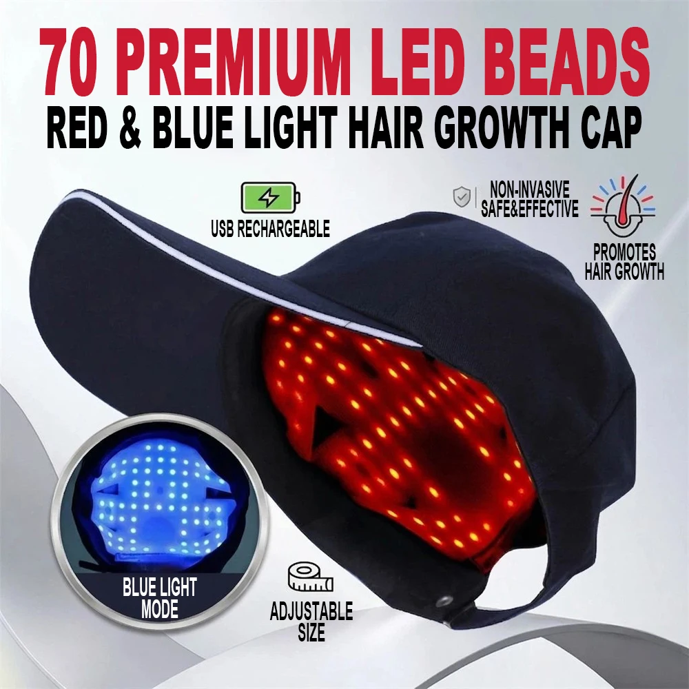 70 LEDs Red Blue Light Scalp Care Cap Vibration Massage Heating Hair Revitalizing Hat Type-C Wearable Head Wellness Device
70 LEDs Red Blue Light Scalp Care Cap Vibration Massage Heating Hair Revitalizing Hat Type-C Wearable Head Wellness Device