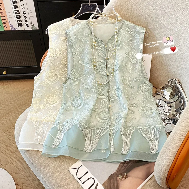 Новый китайский женский жилет с вышивкой, большой размер, летняя тонкая элитная майка маленького джета 
Новый китайский женский жилет с вышивкой, большой размер, летняя тонкая элитная майка маленького джета