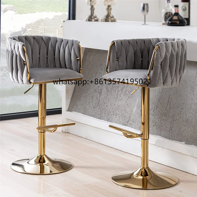 Modern Luxury Lift Rotary Hotel Cafe Home High Chair Personalized Woven Rope Metal Frame Velvet Bar Stool Kitchen Dining
Modern Luxury Lift Rotary Hotel Cafe Home High Chair Personalized Woven Rope Metal Frame Velvet Bar Stool Kitchen Dining