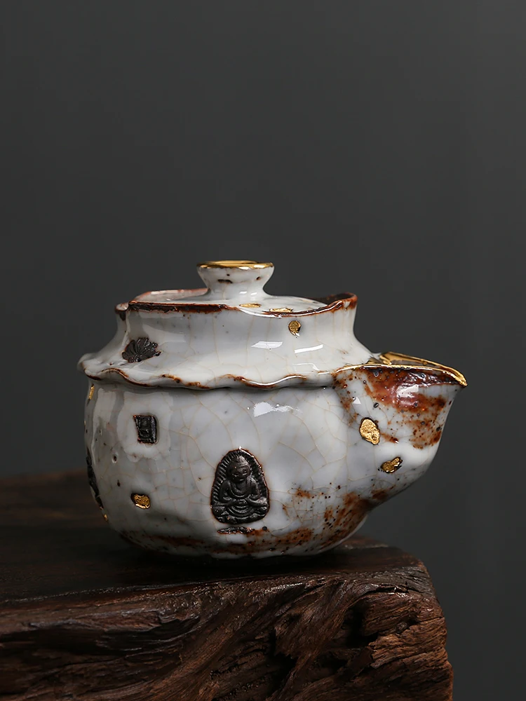 High Quality Handmade Japanese Style Tea Pot Gold Bottle Handle Creative Gongfu Tea Set Cover Bowl Ceramic Manual Work Art
High Quality Handmade Japanese Style Tea Pot Gold Bottle Handle Creative Gongfu Tea Set Cover Bowl Ceramic Manual Work Art