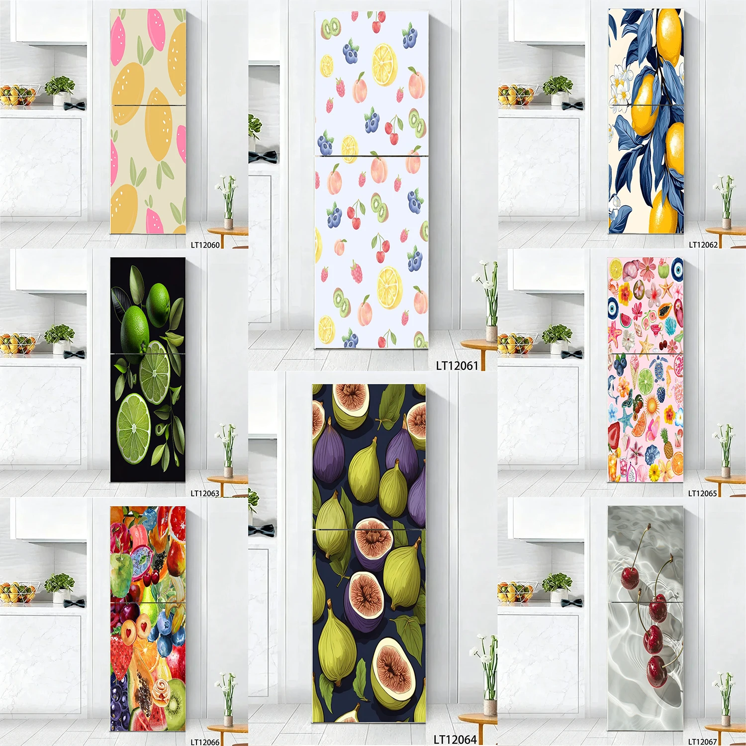 Colorful Papaya Orange Plum Olive Apple Blueberry Pattern Refrigerator Door Sticker Waterproof Self-Adhesive Fridge Decal
Colorful Papaya Orange Plum Olive Apple Blueberry Pattern Refrigerator Door Sticker Waterproof Self-Adhesive Fridge Decal