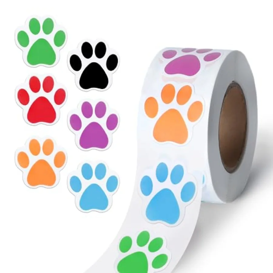 500 Pcs Paw Print Sticker, 1" Colorful Cute Dog Cat Small Puppy Patrol Print Label Roll Self-Adhesive for Gifts, Party Decorati
500 Pcs Paw Print Sticker, 1" Colorful Cute Dog Cat Small Puppy Patrol Print Label Roll Self-Adhesive for Gifts, Party Decorati
