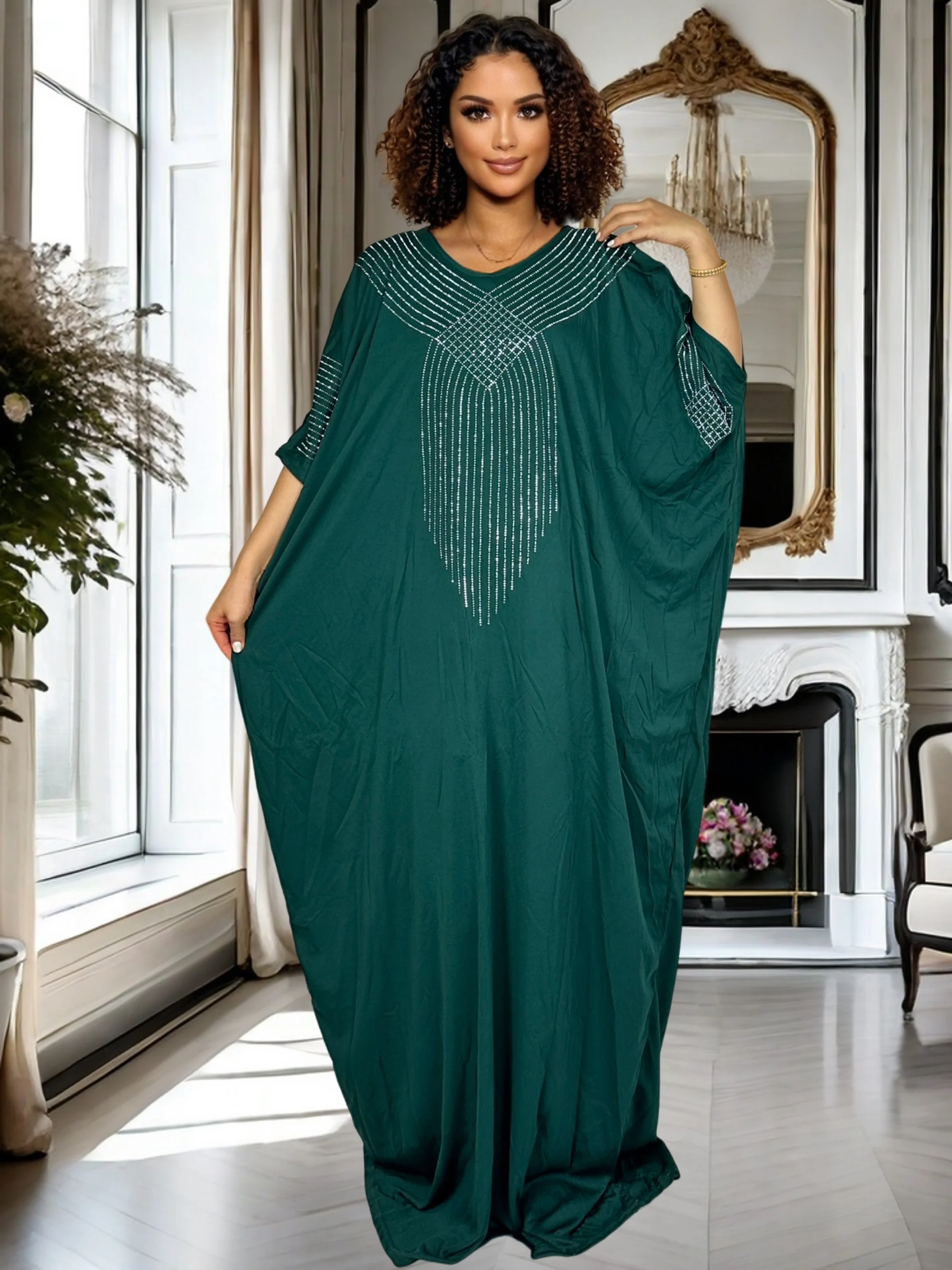 Rhinestone Dashiki Dress Women's Shiny Flowy Soft African Print Casual Abaya Dress
Rhinestone Dashiki Dress Women's Shiny Flowy Soft African Print Casual Abaya Dress