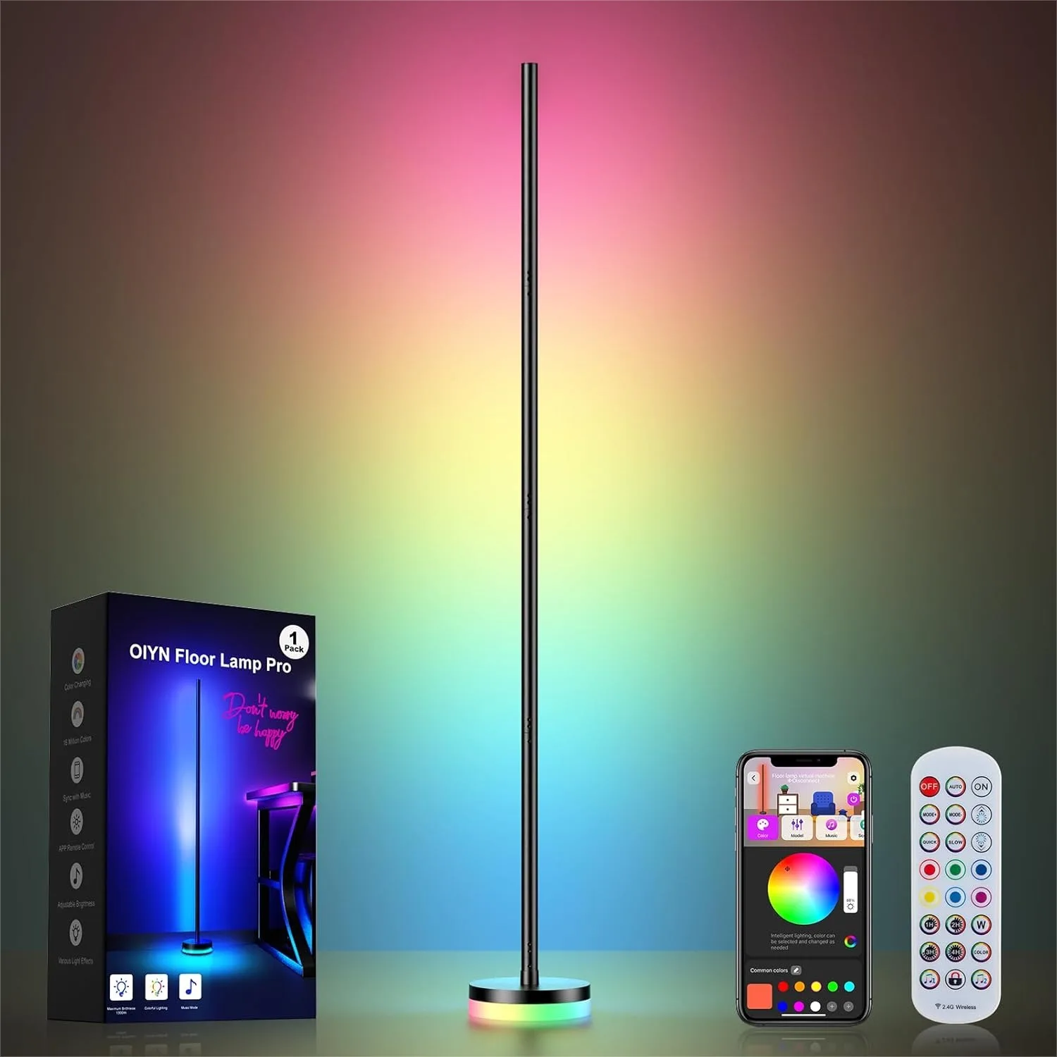 RGBICW LED Corner Floor Lamp 1300lm Smart Standing Lamp with App Remote Control Music Sync Color Changing for Bedroom Living Room Gaming
RGBICW LED Corner Floor Lamp 1300lm Smart Standing Lamp with App Remote Control Music Sync Color Changing for Bedroom Living Room Gaming