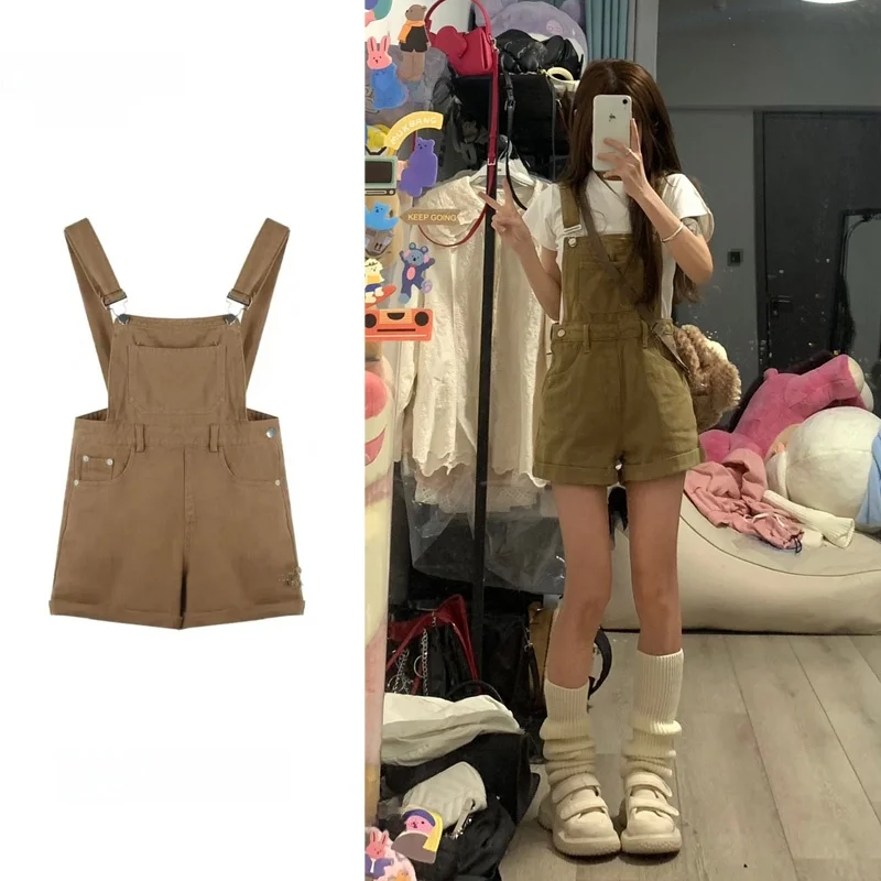 High Waist Overalls Women's Khaki Color Summer New Style Retro Bib Shorts Pants Slimming Straight Leg Trousers for Young Women
High Waist Overalls Women's Khaki Color Summer New Style Retro Bib Shorts Pants Slimming Straight Leg Trousers for Young Women