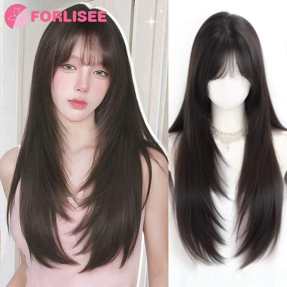 FORLISEE Synthetic Wig with Bangs Long Brown Wigs for Women Layered Heat Resistant Synthetic Wigs for Daily Use
FORLISEE Synthetic Wig with Bangs Long Brown Wigs for Women Layered Heat Resistant Synthetic Wigs for Daily Use