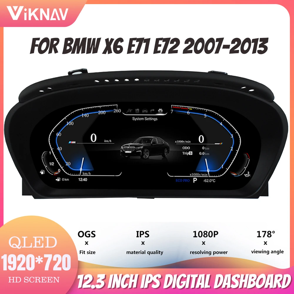 12.3 Inch For BMW X6 E71 E72 2007-2013 LCD Dashboard Player Digital Gauge Cluster Instrument Panel Multifunctional Speedometer
12.3 Inch For BMW X6 E71 E72 2007-2013 LCD Dashboard Player Digital Gauge Cluster Instrument Panel Multifunctional Speedometer