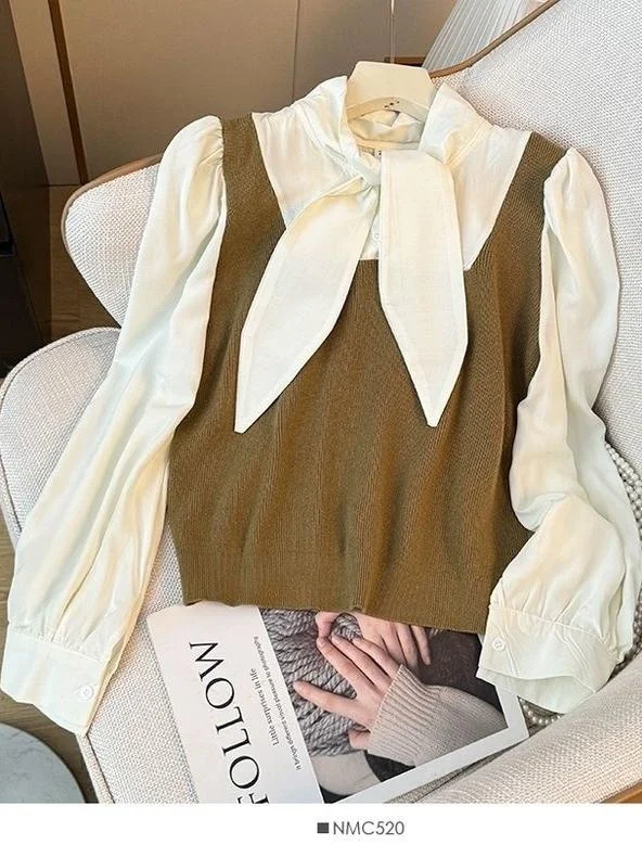 Loose Long Sve Knitted Vest And irt Set Women's Faionable Age-Defng Ele Loose Fit Belted Top for Autumn
Loose Long Sve Knitted Vest And irt Set Women's Faionable Age-Defng Ele Loose Fit Belted Top for Autumn