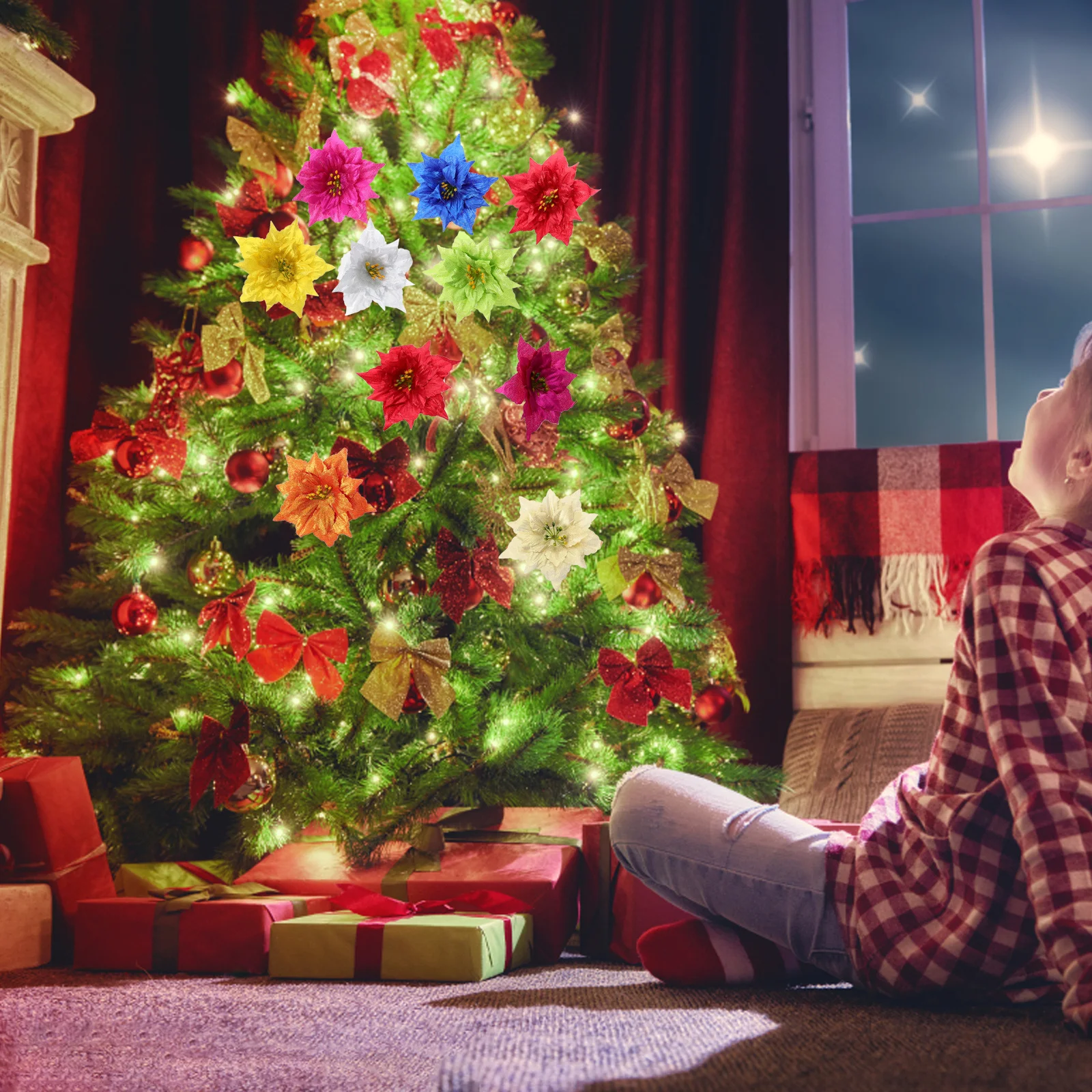 10Pcs Christmas Artificial Flowers Glitter Lightweight Decorations for Xmas Tree Party Supplies Festive Floral Ornaments
10Pcs Christmas Artificial Flowers Glitter Lightweight Decorations for Xmas Tree Party Supplies Festive Floral Ornaments