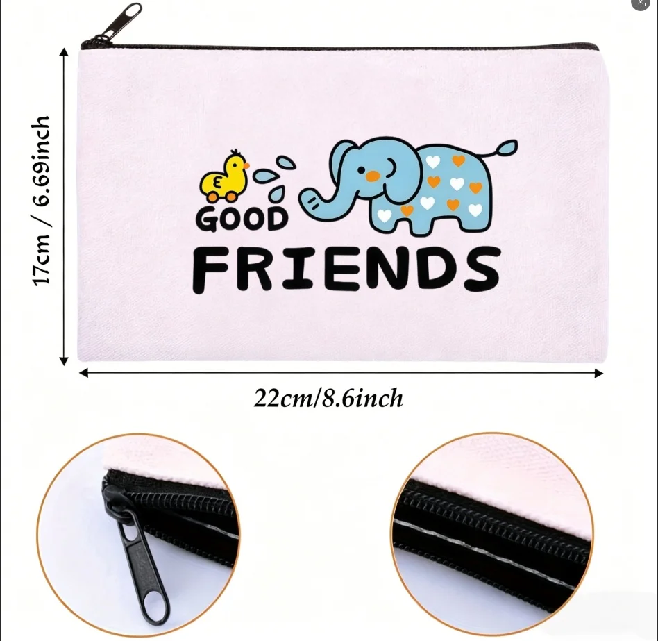 1PC Cute Elephant Duck Good Friends Print Canvas Cosmetic Bag Portable Zipper Makeup Pouch Stationery Storage Coin Purse Gift
1PC Cute Elephant Duck Good Friends Print Canvas Cosmetic Bag Portable Zipper Makeup Pouch Stationery Storage Coin Purse Gift