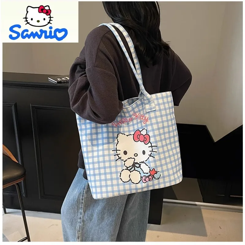 Sanrio Fashion High Quality Checkered Cartoon Hello Kitty Canvas Bag for Women's Casual Large Capacity Versatile Handbag
Sanrio Fashion High Quality Checkered Cartoon Hello Kitty Canvas Bag for Women's Casual Large Capacity Versatile Handbag