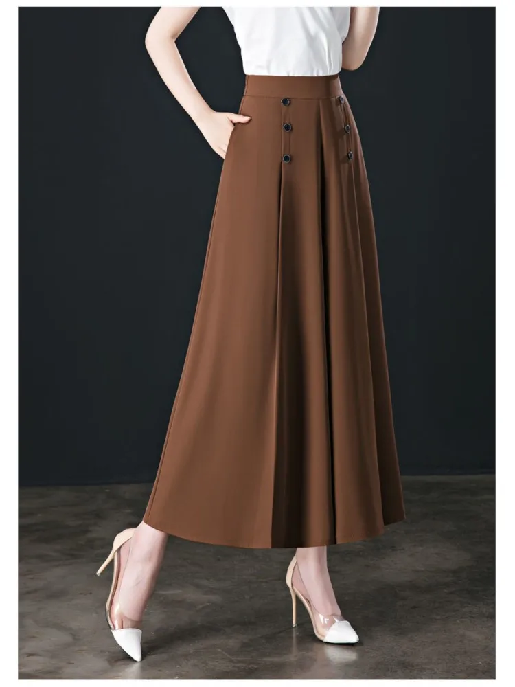 Women's Summer Wide-Leg Pants Solid Color High Waist Button Decorated Pants Casual Loose Fit Office Trousers Daily Wear Clothing
Women's Summer Wide-Leg Pants Solid Color High Waist Button Decorated Pants Casual Loose Fit Office Trousers Daily Wear Clothing