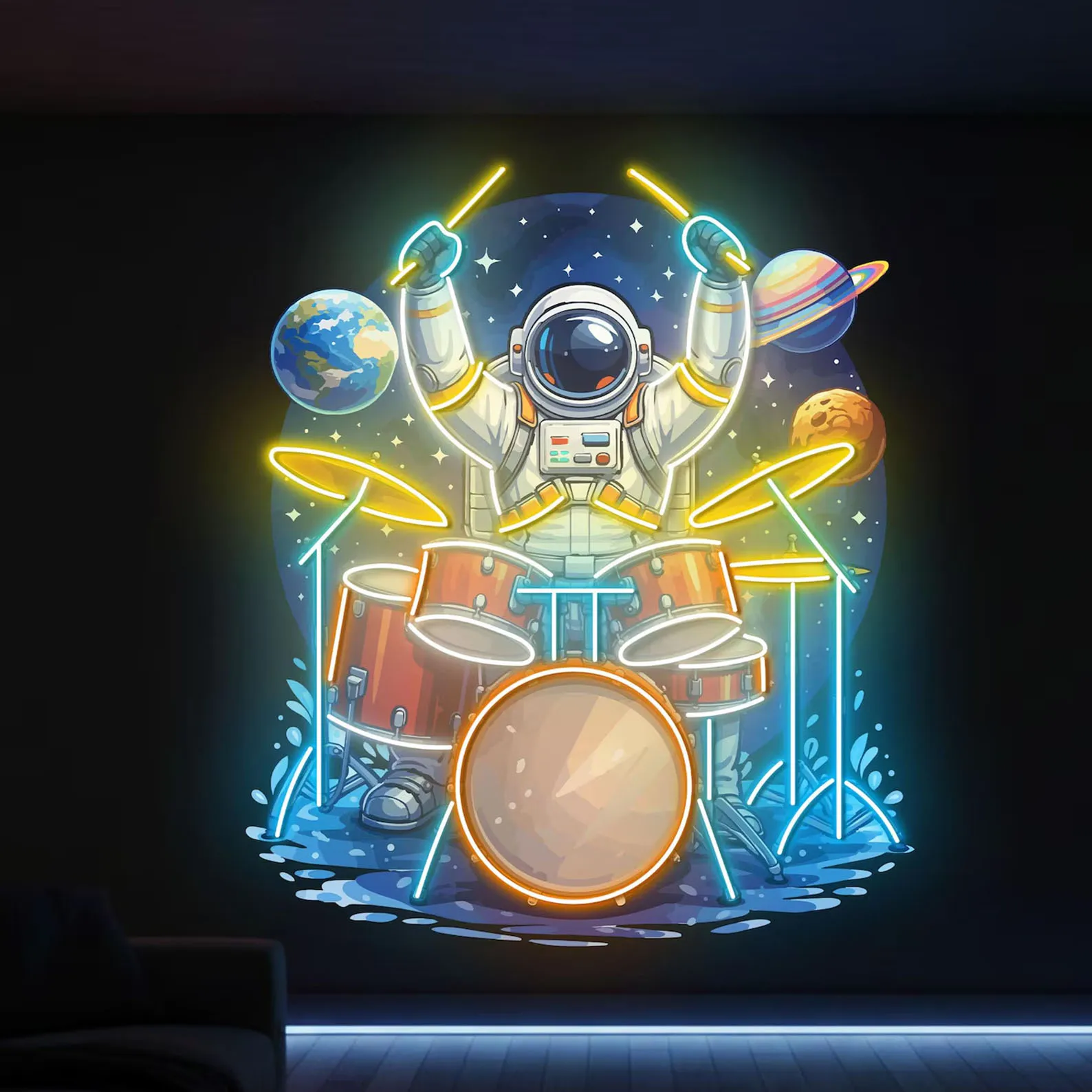Неоновая вывеска «Большой астронавт с барабаном», космическая музыка, неоновый декор для стены, декор для студии, подарок для любителя музыки, неоновая вывеска «Астронавт»
Неоновая вывеска «Большой астронавт с барабаном», космическая музыка, неоновый декор для стены, декор для студии, подарок для любителя музыки, неоновая вывеска «Астронавт»
